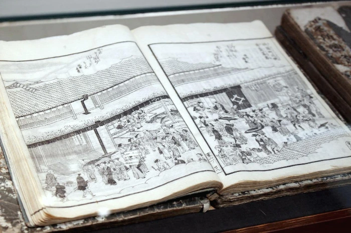 야츠하시_이즈츠 야츠하시_에도시대 과자점 삽화.JPG