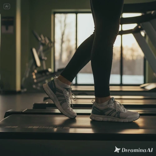 dreamina-2025-11-25-8468-고요하고 부드러운 분위기의 실내 체육관, 조명이 따뜻하게 비추는 트레드밀....jpeg