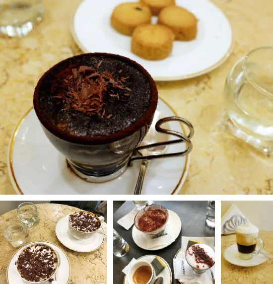 볼로냐 카페 테르치노의 다양한 커피.JPG