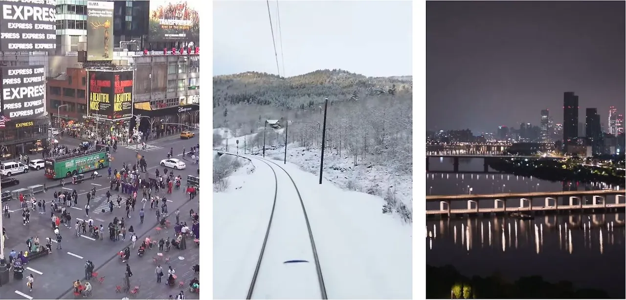 뉴욕 타임스퀘어, 노르웨이 설경, 한강 반포대교.JPG