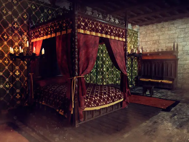 medieval-bedroom-with-a-large-bed.jpg?s=612x612&w=0&k=20&c=dCAKJT21ysZU6mduqM_fCX6EP-vIUzDkK5YSp5whAN4=