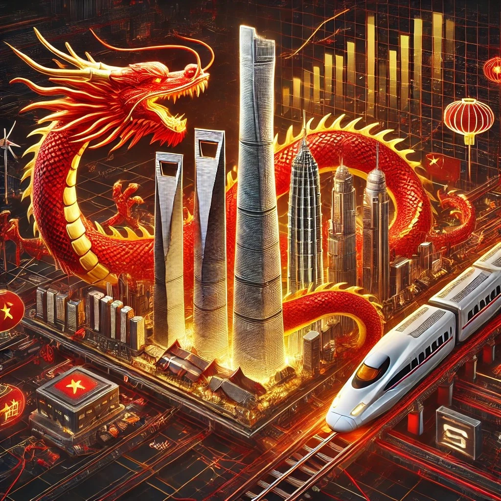 DALL·E 2025-02-19 11.44.58 - A powerful representation of China as a global superpower. The image features a red dragon wrapping around a futuristic skyscraper, symbolizing China'.jpeg