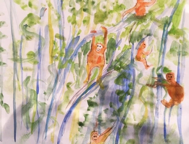 Kim and Lowen, 5 +, orangutans in the forest.jfif