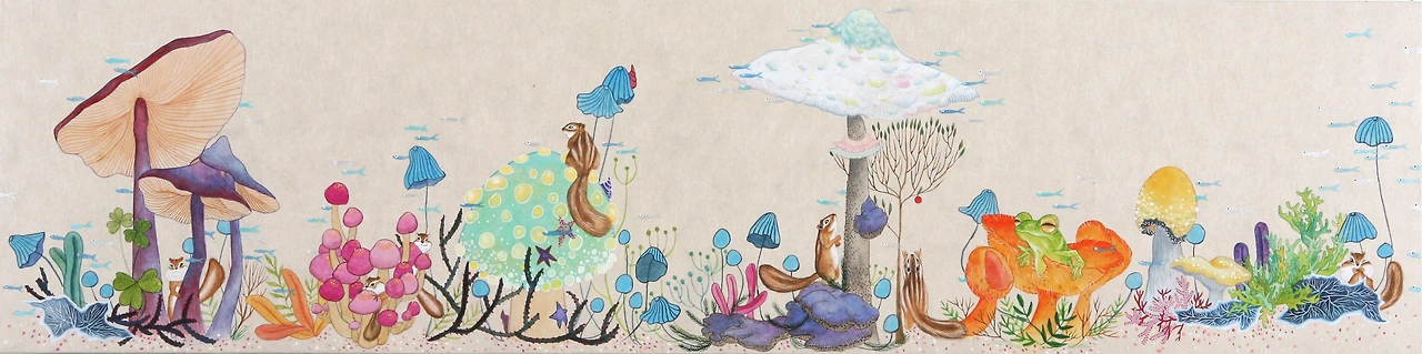 숨바꼭질3,장지에 채색, 25x100cm, 2013.JPG