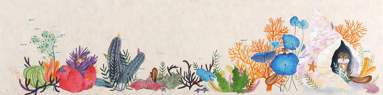 숨바꼭질1,장지에 채색, 25x100cm, 2013.JPG