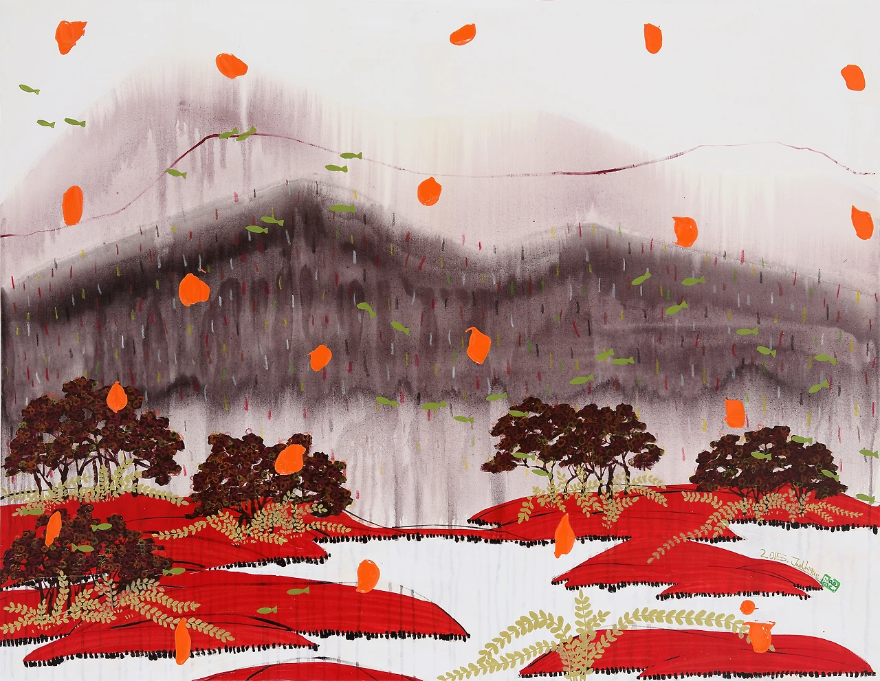 여행산수_休ver.Ⅰ-oriental ink, mixed media on fabric-91.0x116.8cm-2015.JPG