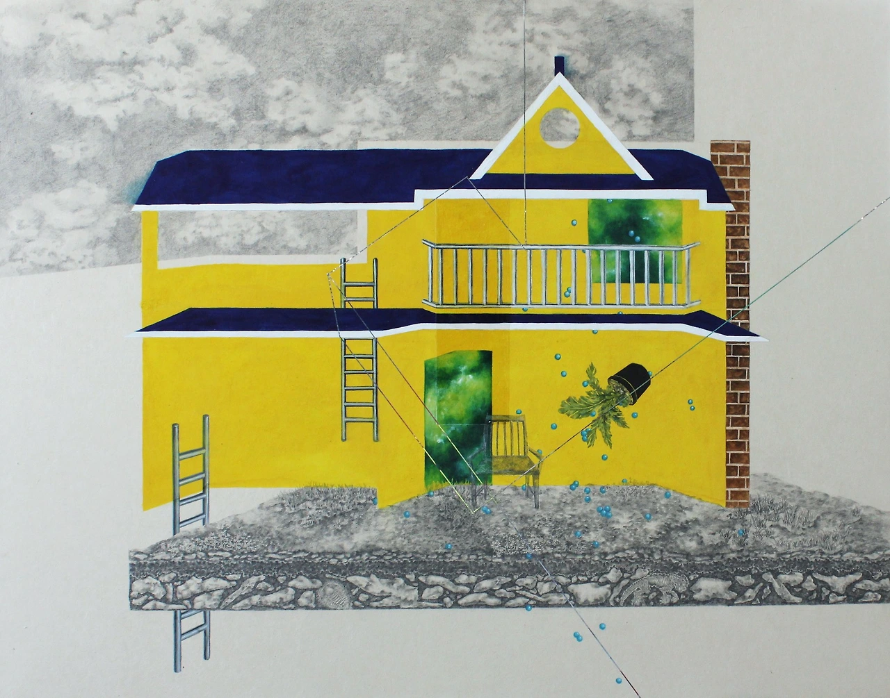 김래현_Unperfected House 2015 한지에 채색, 흑연 92x72.JPG