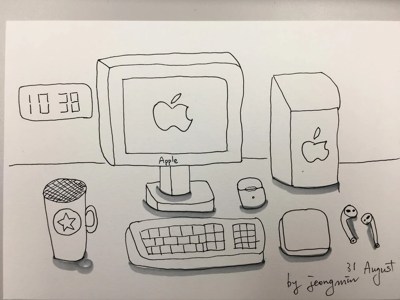라인드로잉_행복화실_아이폰 맥북 에어팟.JPG