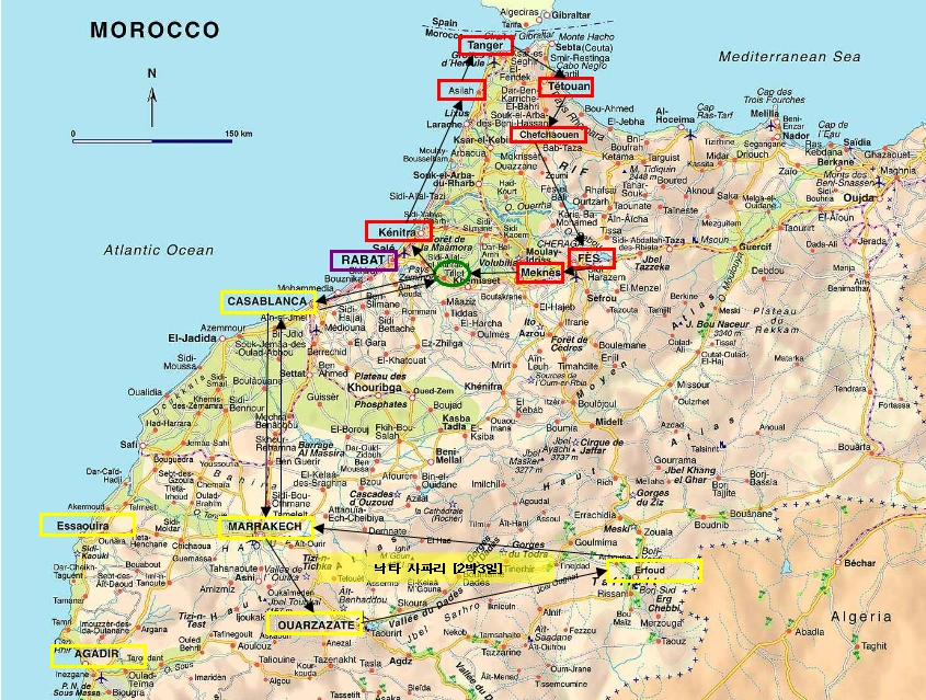 [5-2] 모로코 여행루트가 표시된 지도.bmp