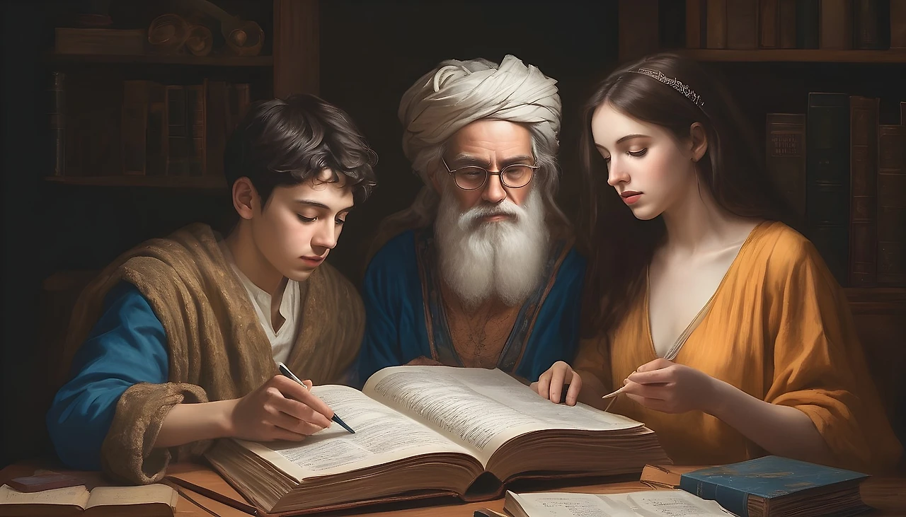 A-girl-and-A-boy-reading-with-philosophers-and-novelist-and-poets-and-musici.jpg?type=w1600