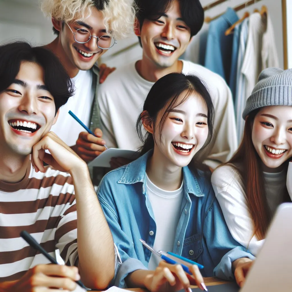 블로그에 올린 글을 누가 베끼면 어떻게 하죠 블로그 글을 쓰는 사람들의 모습, 긍정적인 분위기, 한국 남성, 서양 평상복, 밝은 표정, 미소, 웃음, 실제 사진처럼, 한글이나 영.jpeg