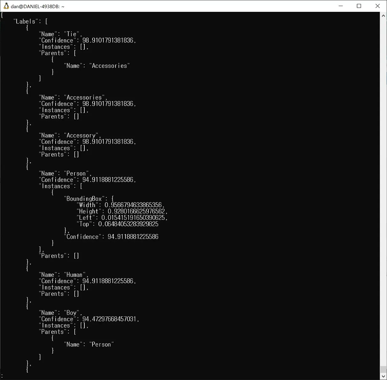 레코그니션 객체탐지 기능 호출_Tie_Person_Human.JPG