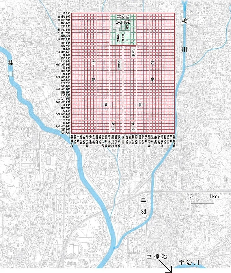 헤이안시대 교토지도1_출처 구글 재팬_나무위키.JPG