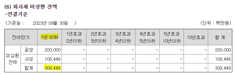 1년 이하 사채.PNG