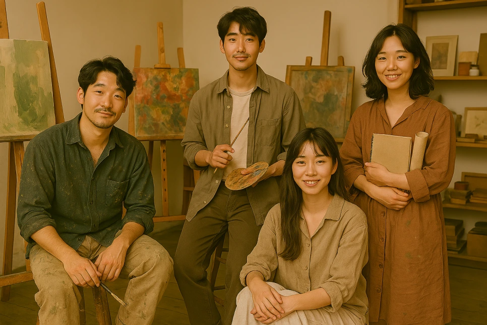 %EC%98%88%EC%88%A0%EA%B0%80%EB%93%A4%EC%9D%B4_%ED%95%9C_%EA%B3%B5%EA%B0%84%EC%97%90%EC%84%9C_%EC%9E%90%EC%9C%A0%EB%A1%AD%EA%B2%8C_%EC%95%89%EC%95%84%EC%9E%88%EA%B1%B0%EB%82%98_%EC%84%9C_%EC%9E%88%EB%8A%94_%EB%AA%A8%EC%8A%B5.png?type=w966