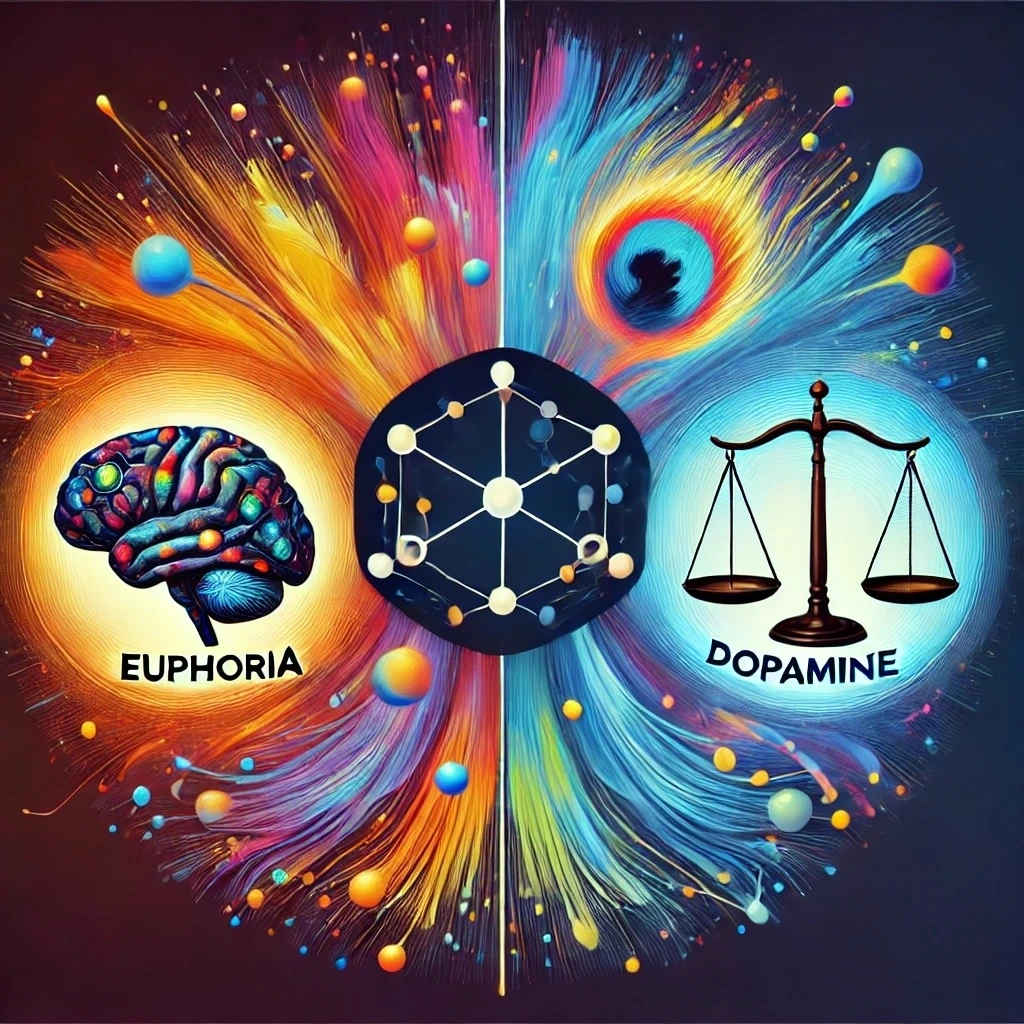 DALL·E 2024-11-25 18.06.58 - An abstract illustration representing the concept of euphoria, dopamine, and governance. The image should have vibrant colors symbolizing euphoria, ne.jpeg