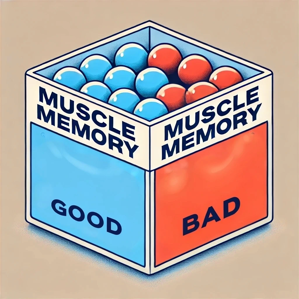 DALL·E 2024-12-10 09.33.43 - A minimalistic 2D illustration featuring a rectangular box at the center with the text 'Muscle Memory' written on it. On the left side of the box is a.jpeg