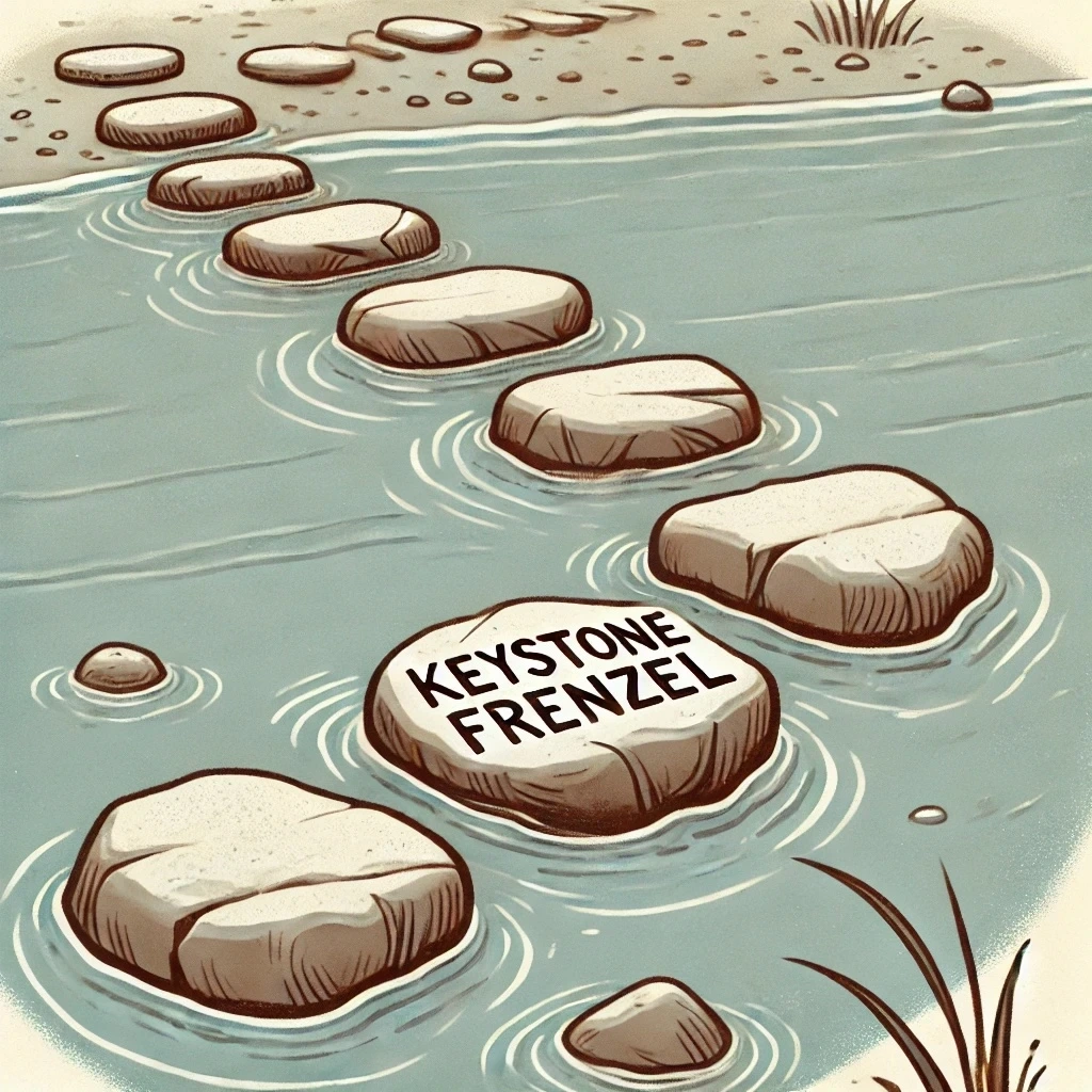 DALL·E 2025-02-13 01.41.28 - A simple illustration of a stepping stone path crossing a gently flowing river. The stones are natural and irregularly shaped, some partially submerge.jpeg