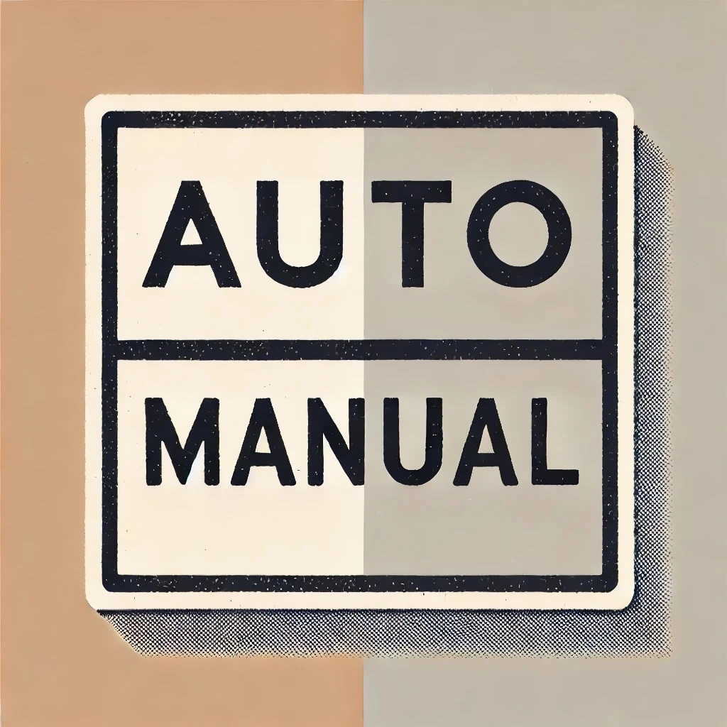 DALL·E 2025-03-06 21.07.30 - A simple, clear square illustration equally divided into two sections vertically. On the left side, the word 'Auto' is prominently displayed in bold, .jpeg