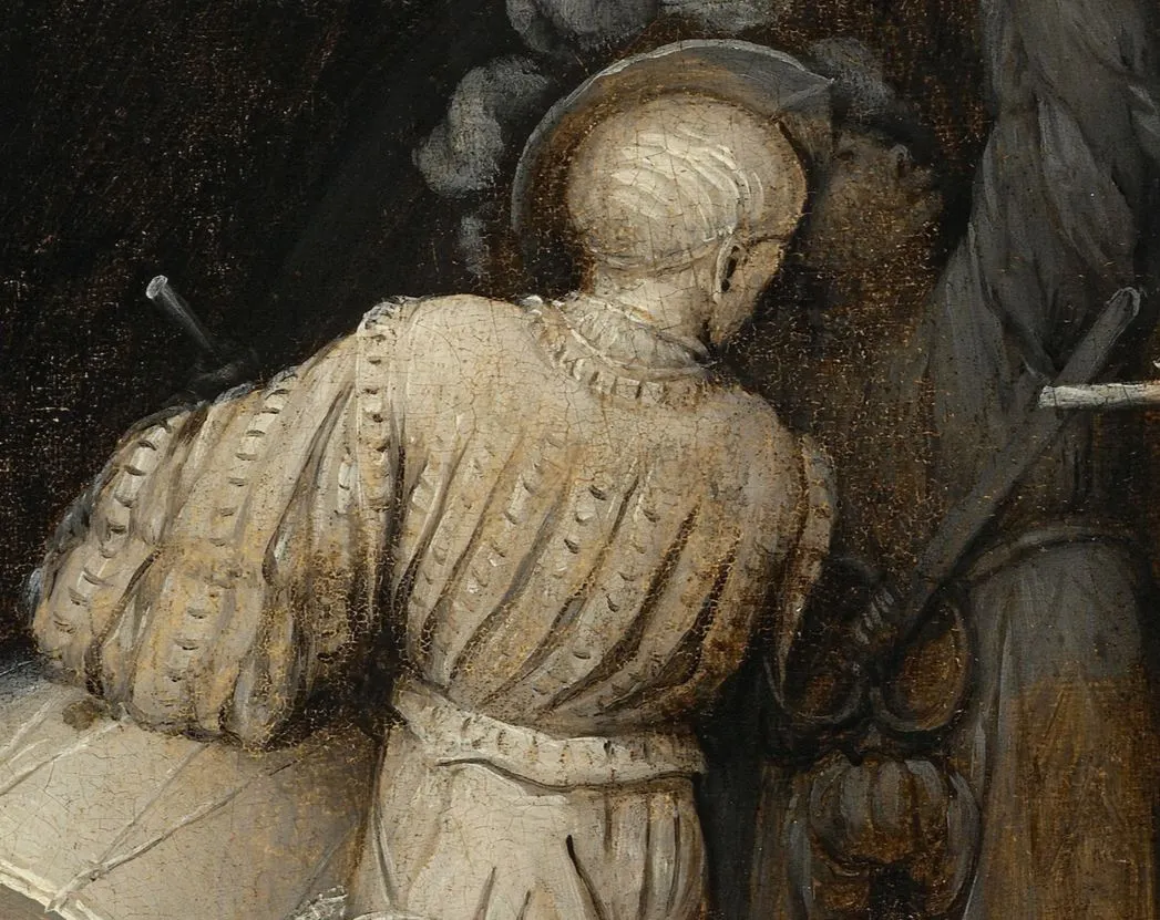 왼쪽에는 칼을 휘두르는 듯한 남자가 보이고, 그 뒤에 깃발을 든 남자가 보입니다. 앞의 남자는 뒤의 남자에게 칼을 휘두르고 있는 것일까요.JPG