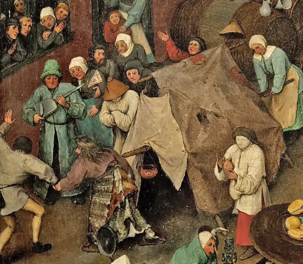 왼쪽 중간에 키타 대신 쓰레받기를 기타처럼 가지고 행진하는 거지들의 행렬도 있는데, 건물 안에서 재미있게 바라봅니다..JPG