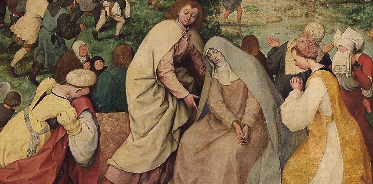 화면 하단에 예수의 행렬에 슬퍼하는 어머니 마리아와 주변에 두 여인, 그리고 귀족처럼 옷을 입은 한 여인인 슬퍼하며 눈물을 훔치고 있다.JPG