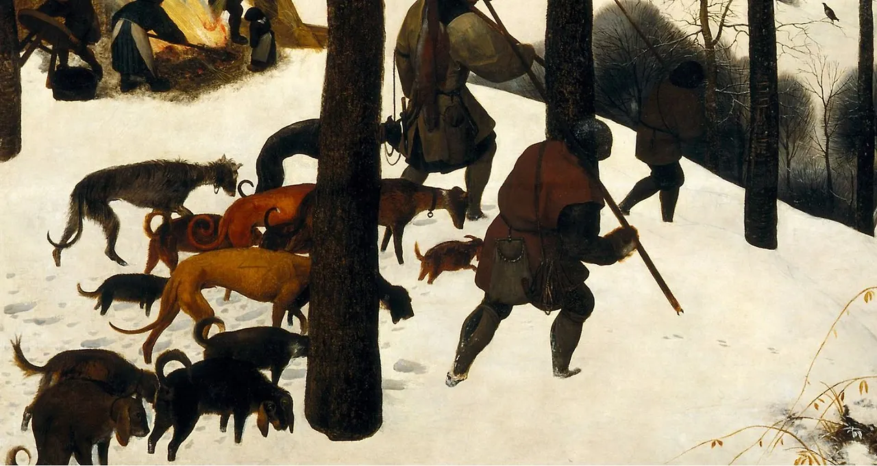 하단 - 눈속 사냥꾼 - 사람들과 개떼.JPG