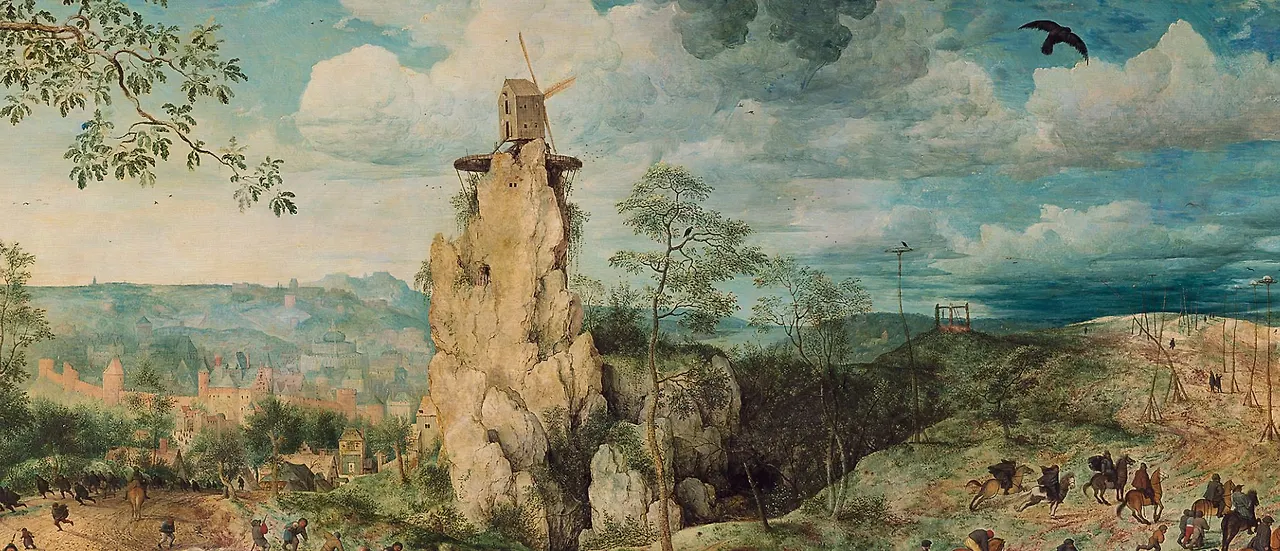 상단 - 아주 평화로운 풍경. 멀리 성곽과 건물, 언덕이 보이고, 우측으로 사형 집행대도 보임.JPG