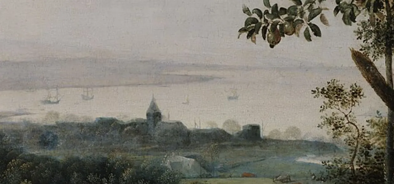 저 멀리 보이는 바닷가 풍경 - 배와 건물이 보입니다.JPG