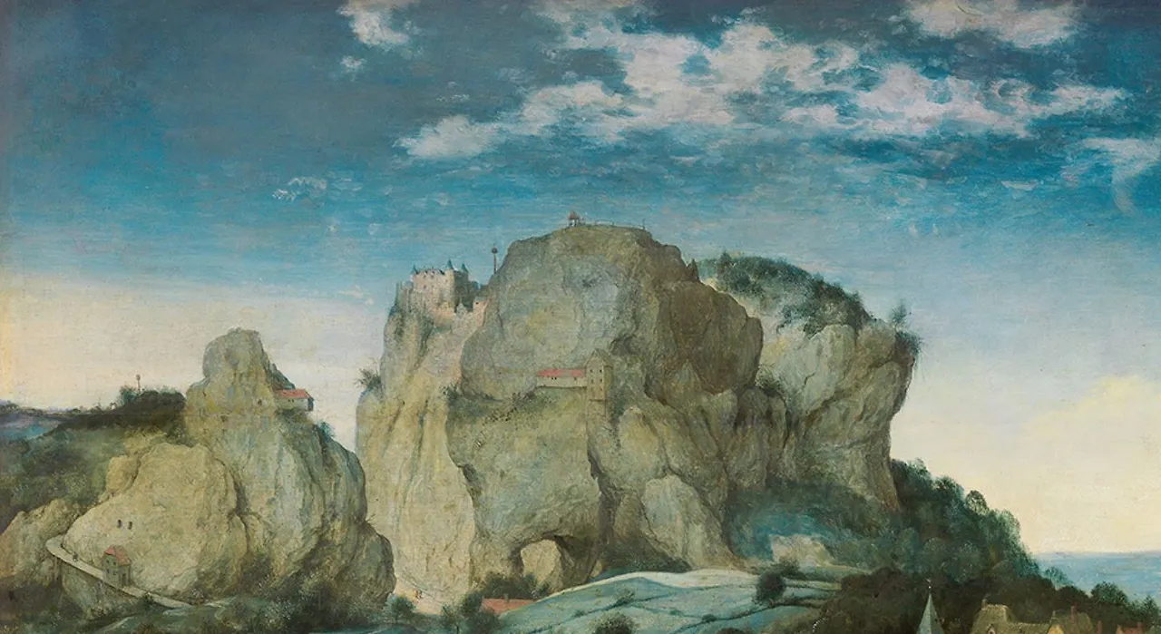 상단 - 피터의 그림에서 많이 등장하듯 그림 상단 혹은 후경의 풍경은 따로 걸어 두어도 좋을 멋진 풍경입니다. 이 그림도 기암괴석위에 성과 집들이 보입니다..JPG