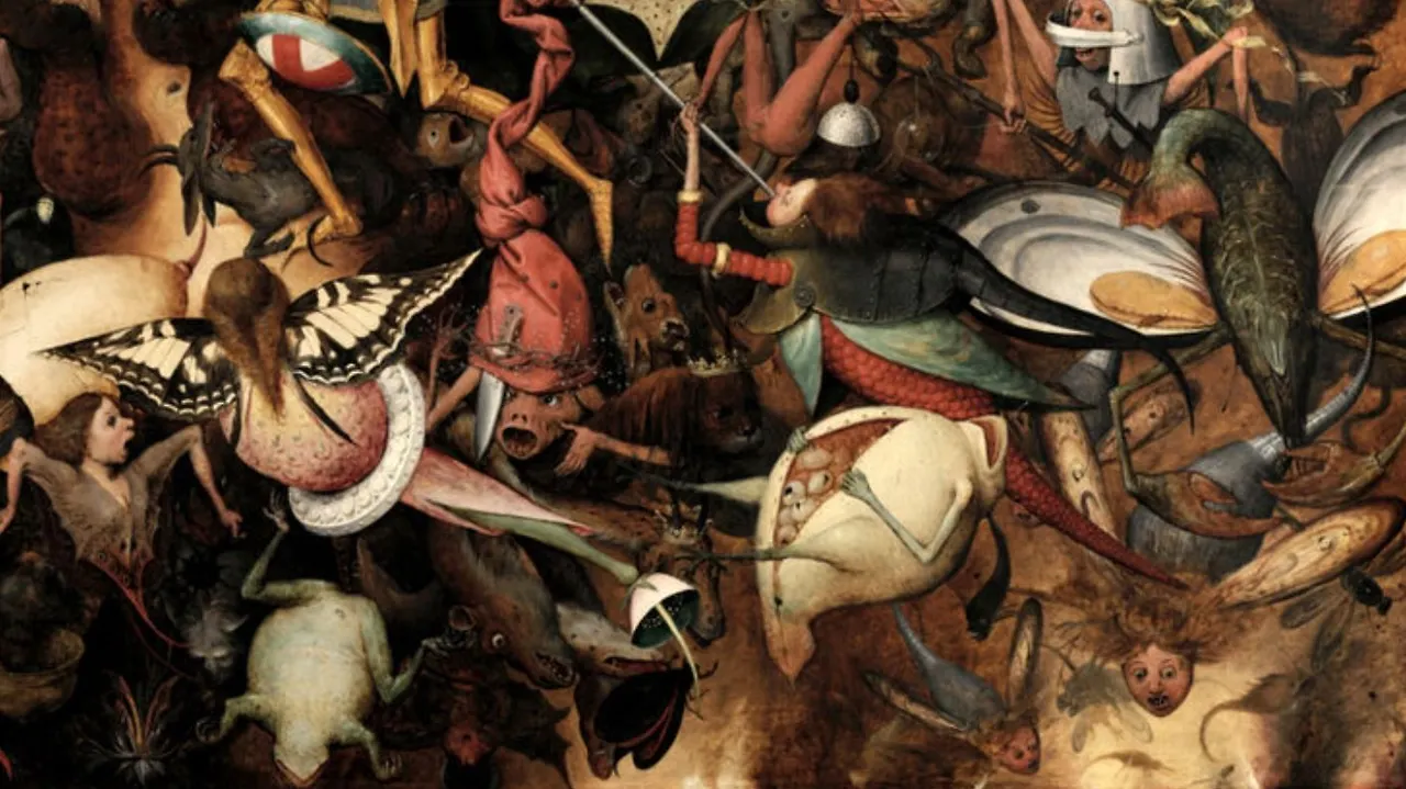 우측 하단 - 나비 새 꽃 괴물, 두건쓴 물고기(아귀)괴물, 배터져 알 나오는 두꺼비, 알 같은 붉은 갑옷 천사, 가물치 괴물 기린 용 왕관.JPG