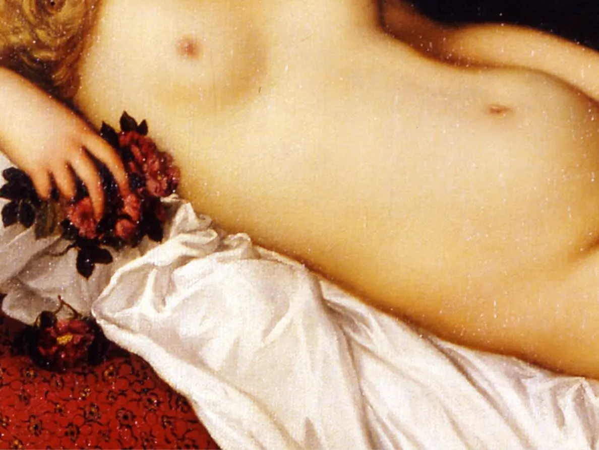 이 그림도 모나리자 못지 않은 스푸마토 기법으로 그려진 듯합니다. 오른 손가락의 묘사가 모나리자 손가락 묘사법과 비슷하게 보입니다. 들고 있는 꽃들과 바닥의 시트 문양도 세밀합니다..JPG