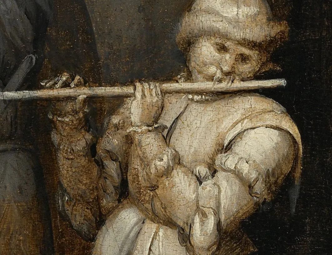 오른쪽에는 풀룻을 불고 있는 남자가 보입니다. 다리를 콘트라파스쳐로 적절히 생동감을 불어 넣어 있습니다..JPG