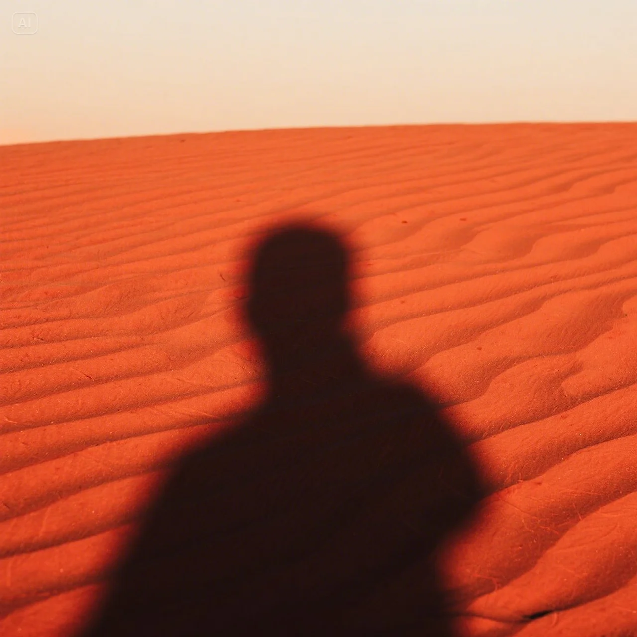 jimeng-2025-05-21-866-A close-up of a human shadow cast on the rippled red sand of Liwa Desert, abst....jpeg