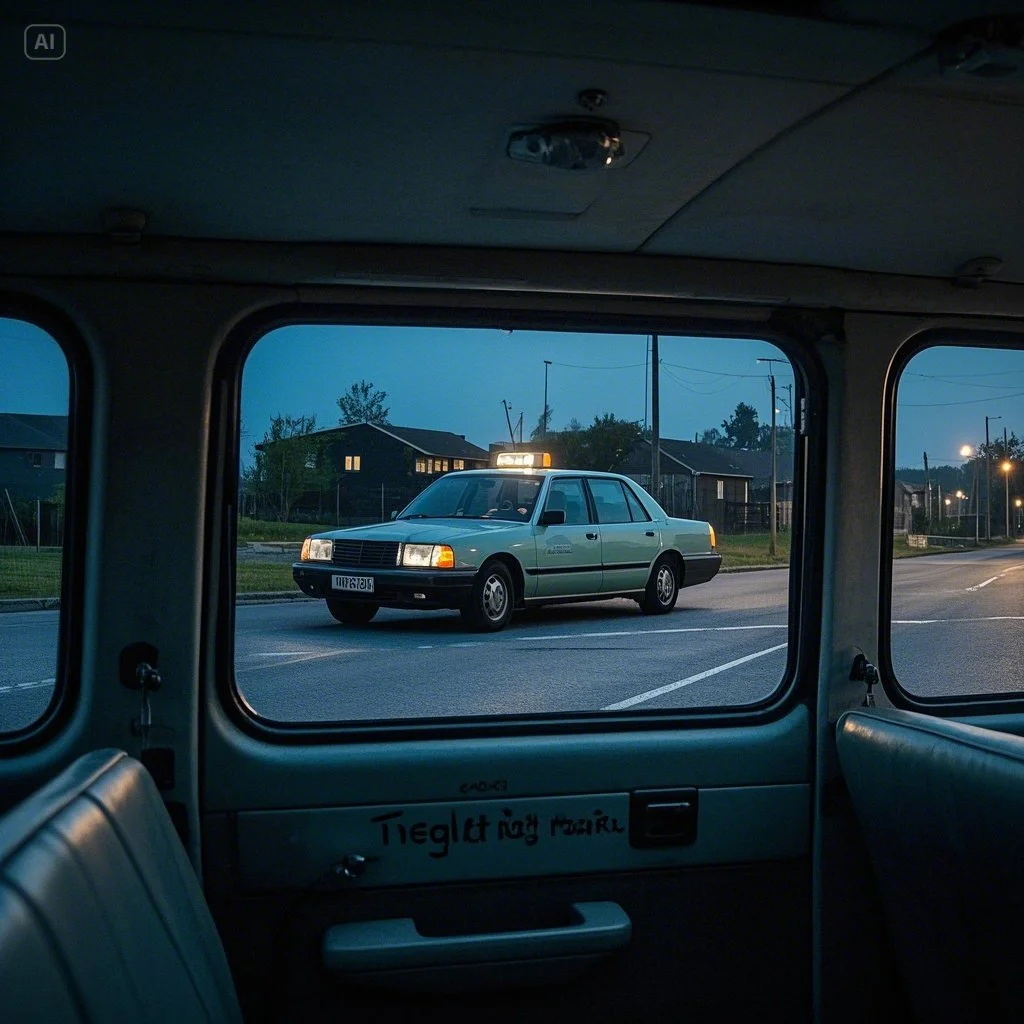 jimeng-2025-05-13-410-[첫 사진] 낡은 택시 내부 또는 도로에서 찍은 밤거리장소_ 무쉬리프 파크 근처 택시 창밖포인트_ 오래된 천 시트, 도로 위 가로등, 듬성한....jpeg