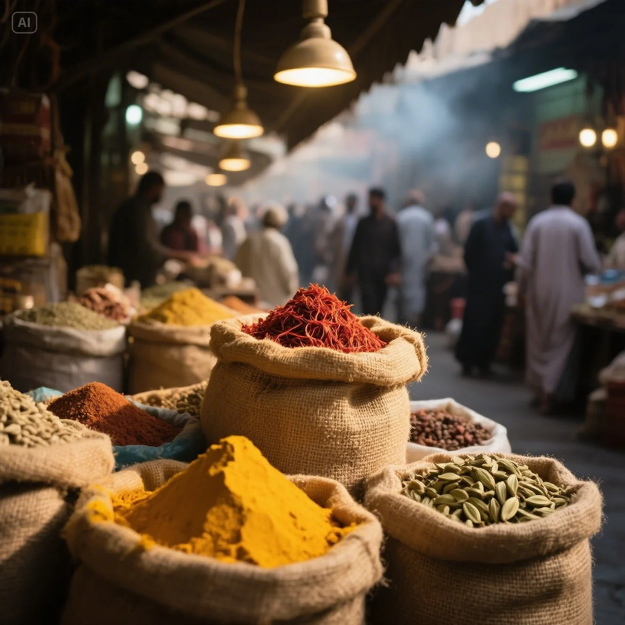 jimeng-2025-05-28-932-“An indoor traditional spice market in Old Dubai with burlap sacks full of col....jpeg