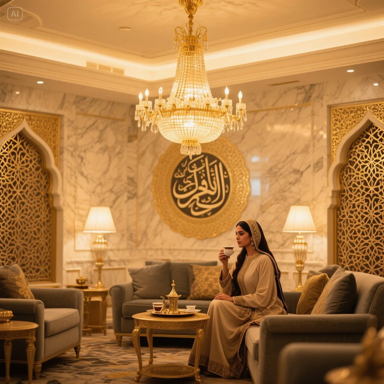 jimeng-2025-05-18-31-_Inside a luxurious Middle Eastern palace hotel, golden chandelier above a quie....jpeg