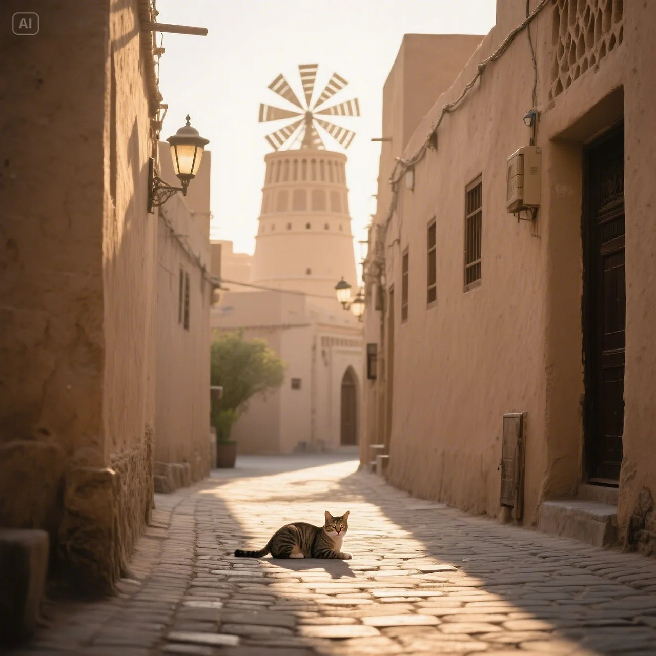 jimeng-2025-05-28-928-“A narrow alley in Dubai’s Al Fahidi Historical Neighborhood, with traditional....jpeg