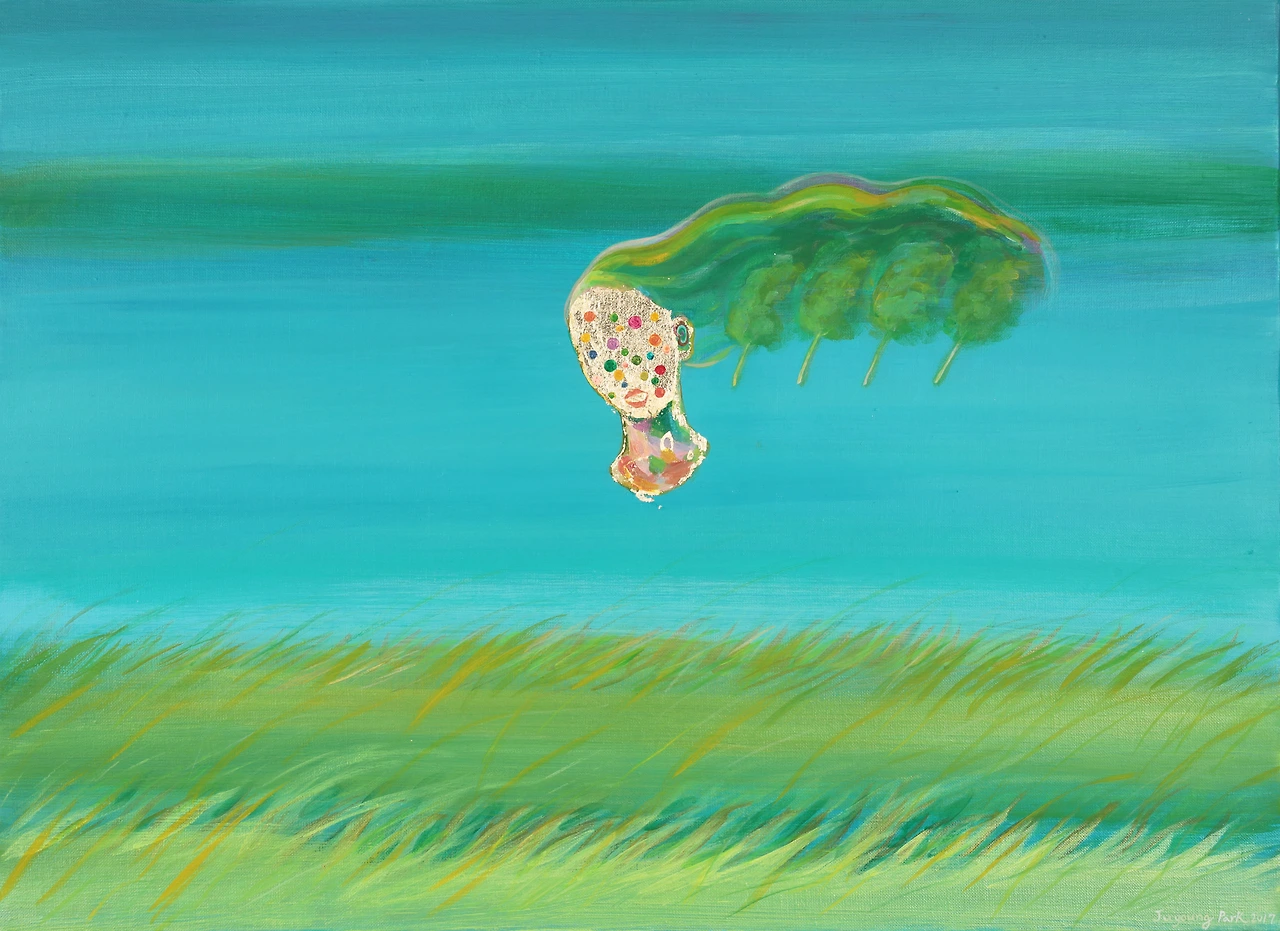 2017년 The smooth voice,  Acrylic goldpaper on canvas 72.7×53cm.JPG