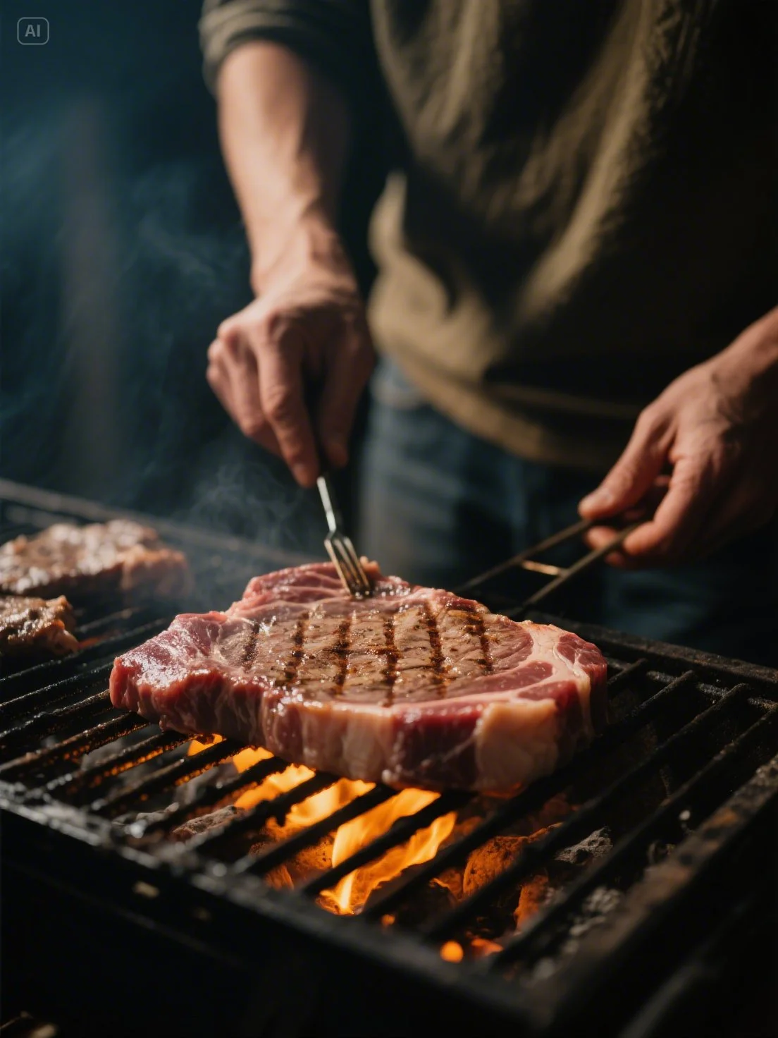 dreamina-2025-07-17-8582-Eating raw meat grilled on a grill.jpeg