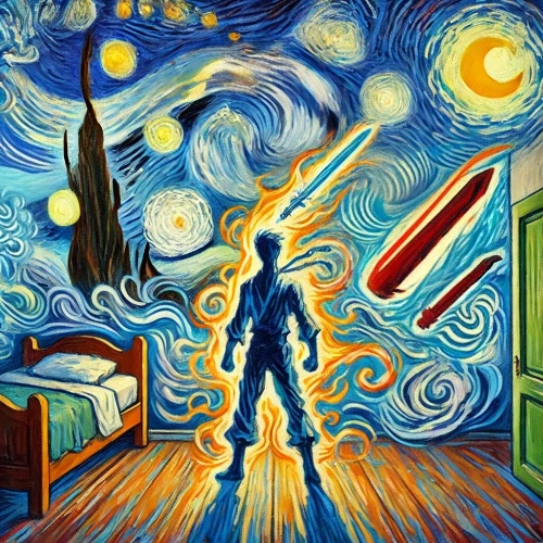 DALL·E 2024-12-15 11.08.38 - A painting in the style of Van Gogh that depicts a dreamlike scene without any human figure. The swirling brushstrokes represent vibrant, exaggerate.jpeg