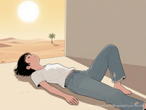 dreamina-2025-07-28-1566-독창적. 미니멀리즘. 뜨거운 태양. 아무 것도 없는 사막. 아지랑이. 아....jpeg