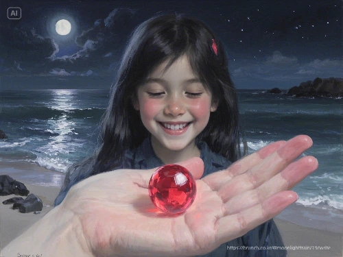 dreamina-2025-07-30-8652-독착적인. 매끄러운 손바닥 가운데 구슬 하나. 영롱하게 빛나는 붉은 유리....jpeg