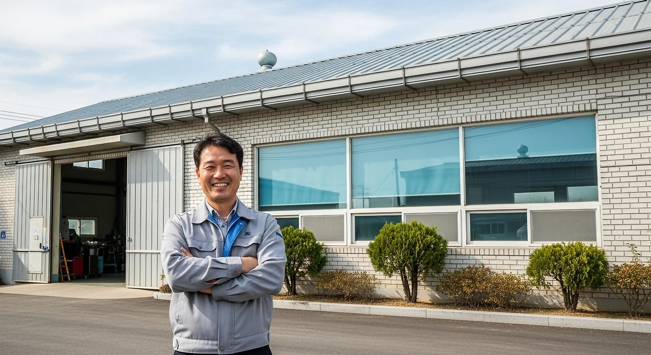 자기 공장 앞의 사장님.jpeg