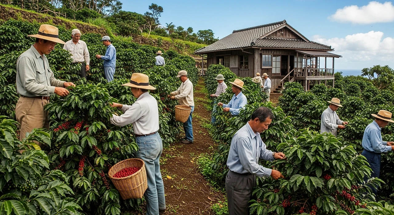 하와이에서 커피를 재배하는 일본인 이민자.jpeg