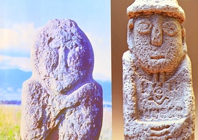 04 목 주변 장식이 유사한 돌궐계 석인상(왼쪽)과 일부 대정현성 돌하르방.jpeg