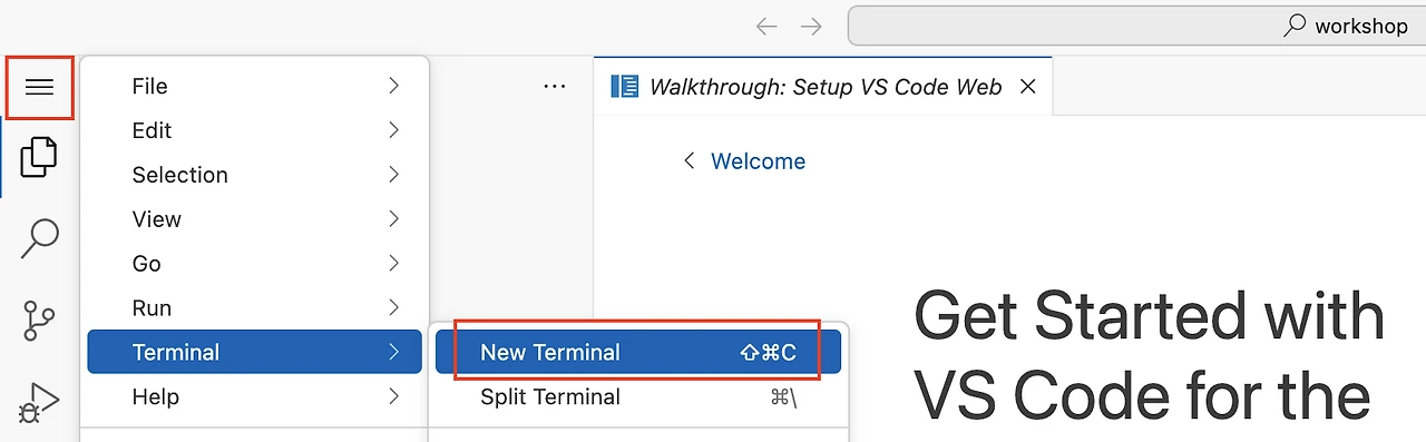 code-editor-terminal.png?Key-Pair-Id=K36Q2WVO3JP7QD&Policy=eyJTdGF0ZW1lbnQiOlt7IlJlc291cmNlIjoiaHR0cHM6Ly9zdGF0aWMudXMtZWFzdC0xLnByb2Qud29ya3Nob3BzLmF3cy81ZTE4NzE3NS1hMGNhLTRlNGQtOGViNy1jZmU0MWFjYTBhN2IvKiIsIkNvbmRpdGlvbiI6eyJEYXRlTGVzc1RoYW4iOnsiQVdTOkVwb2NoVGltZSI6MTc1NzQ3NjkxNX19fV19&Signature=iLKOOmDiqkPI56H-hp4iiQH%7E9G6nZ7ns-p96jpse4%7EmLABQQm4QdR0sItrqEio%7EQ6646VK2cB3TS-2QFaeip15hxul9Y63MQABcLhSvRgFOpSE3lR0xM6nR5MBiuiMj7v-BMuGTqD%7EcIN-JYNnXiwk%7Eac5t-6xc-i2w-DFQisTPOjQXnatwhPmK4nvOYHaQNZjyHGbyxSu1KpD7AjDDIGV6G0q-jBfigkYTEY1%7EKbd5TfSZLDHvZ3rgE%7EjmgFQGvgXM8IA-7sConyphvVaTAQZMSpt43ntHMk18M%7EOsMUIym8xnz5Si4lqtaIWMAUQFkNlf4vnJ8j-y7MW77cxaVBQ__