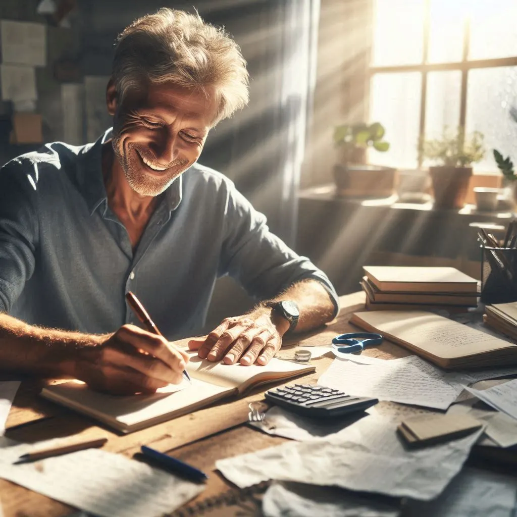 글쓰는 과정을 통해 기쁨을 느끼는 50대 남자.jpeg