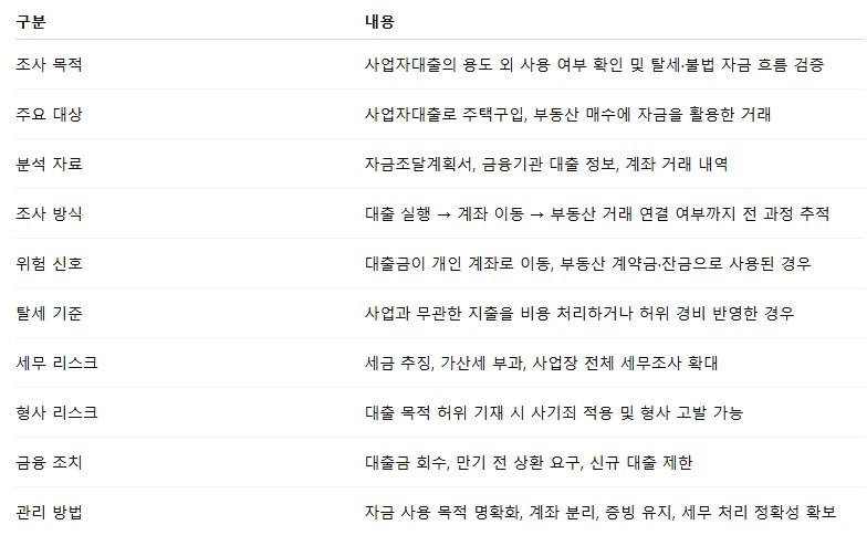 사업자대출 전수조사 방법.PNG