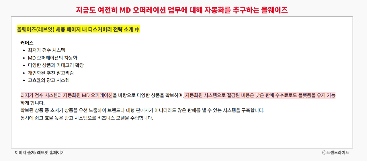 올웨이즈는 론칭 초기부터 MD의 오퍼레이션 업무는 자동화할 대상으로 바라보았습니다